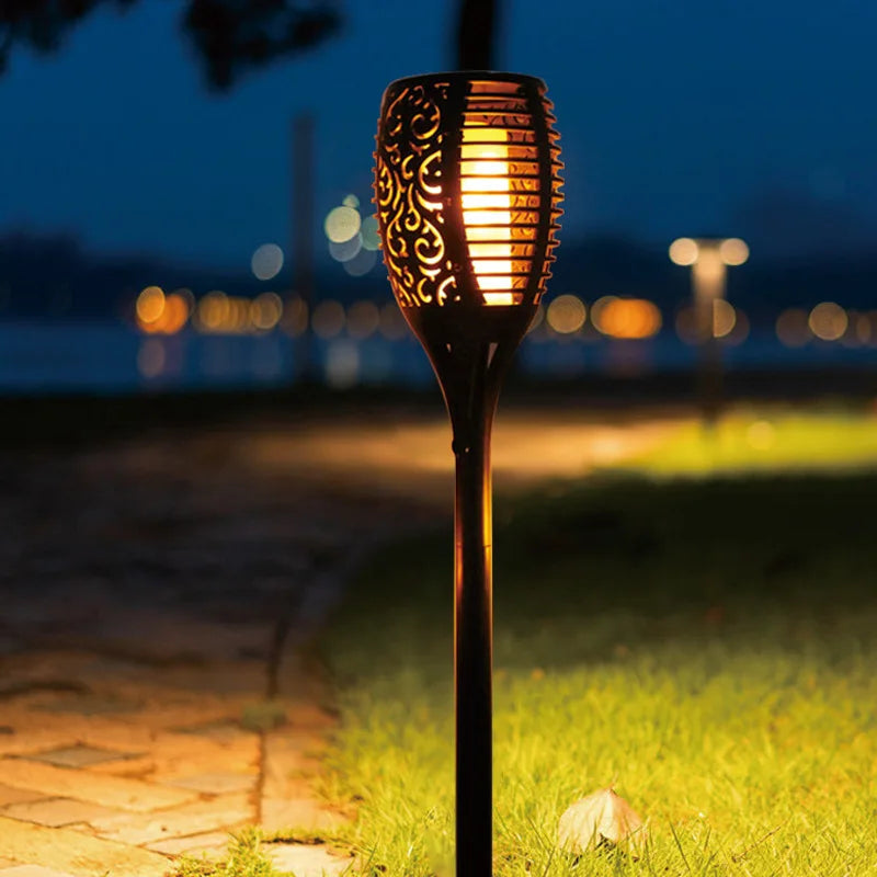 Solar Gartenfackeln LED, 4 Stück, mit Dämmerungssensor, IP65, Warmweiß