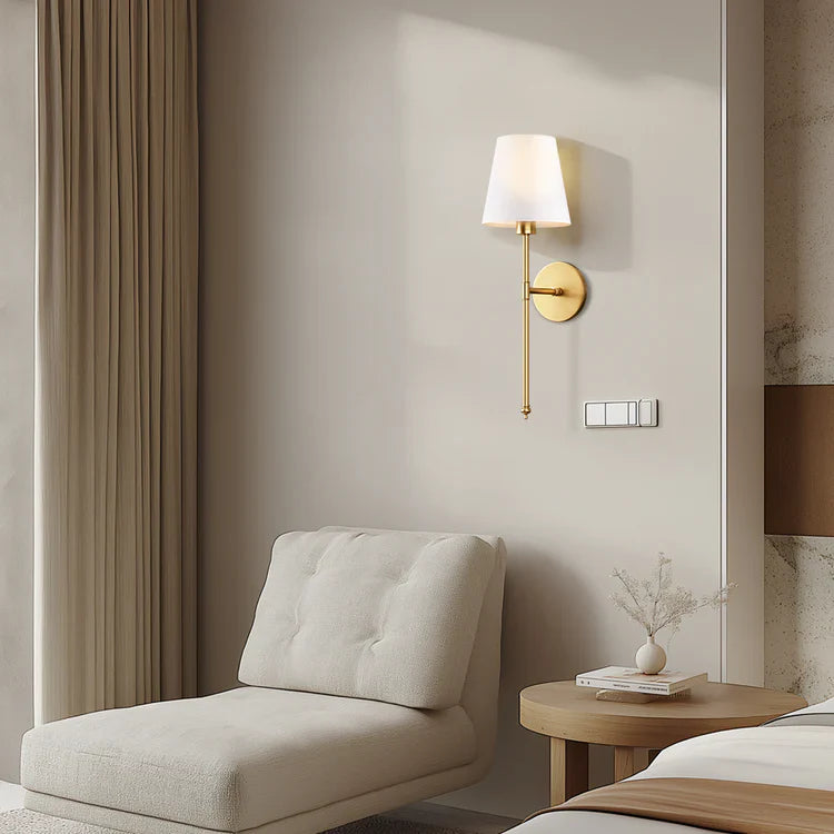 Kabellose Wandleuchte ohne Bohren, LED Wandlampe Stoffschirm 2er Set