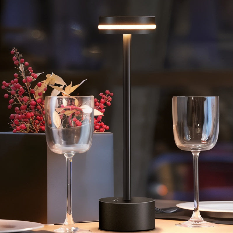 Kabellose LED Tischlampe dimmbar, Tischleuchte Aluminium 3 Lichtfarben