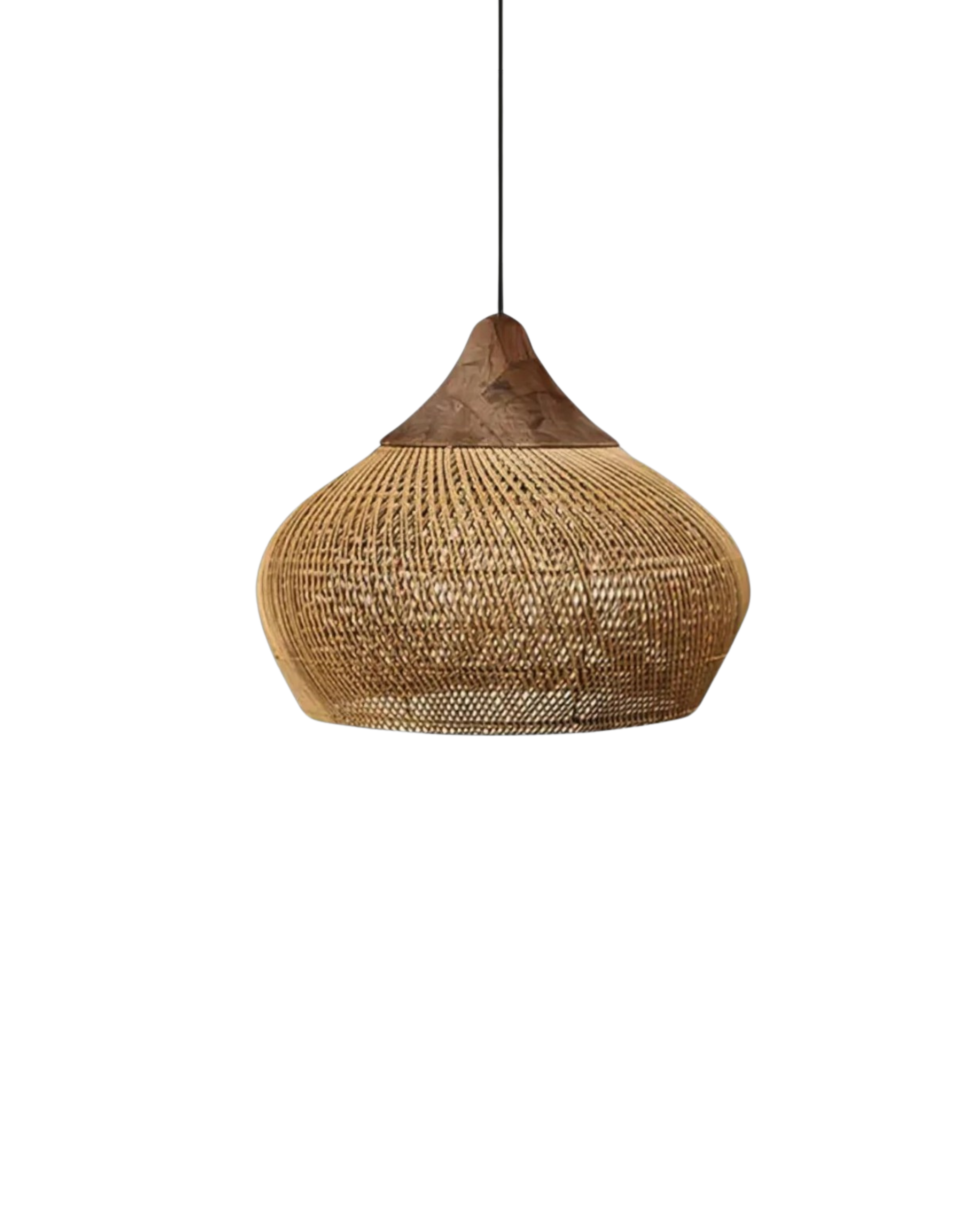 Rattan Deckenleuchte Boho, Große Deckenlampe natur
