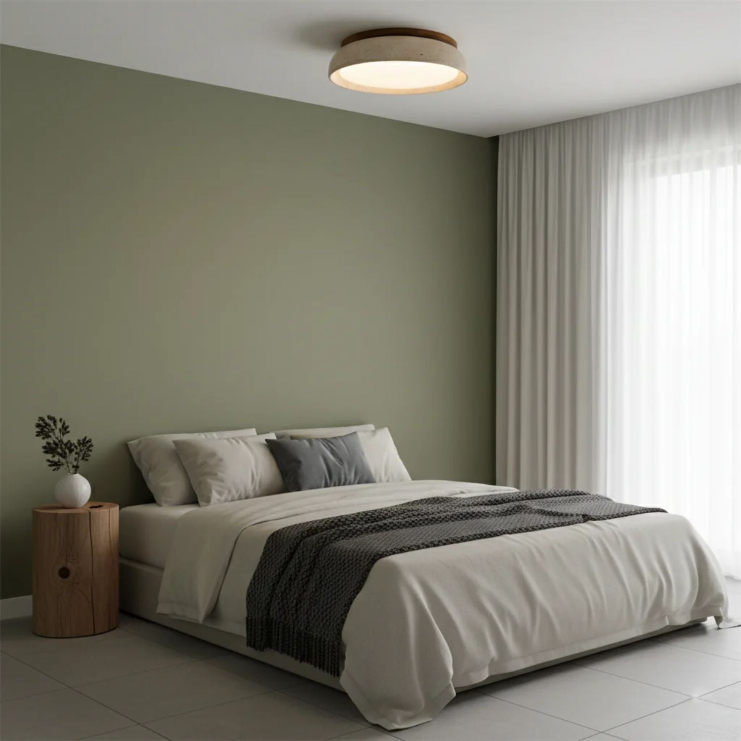 LED Deckenleuchte Travertin Holz, Moderne Deckenlampe