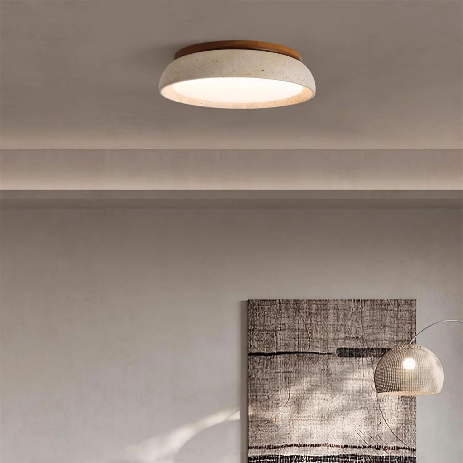 LED Deckenleuchte Travertin Holz, Moderne Deckenlampe
