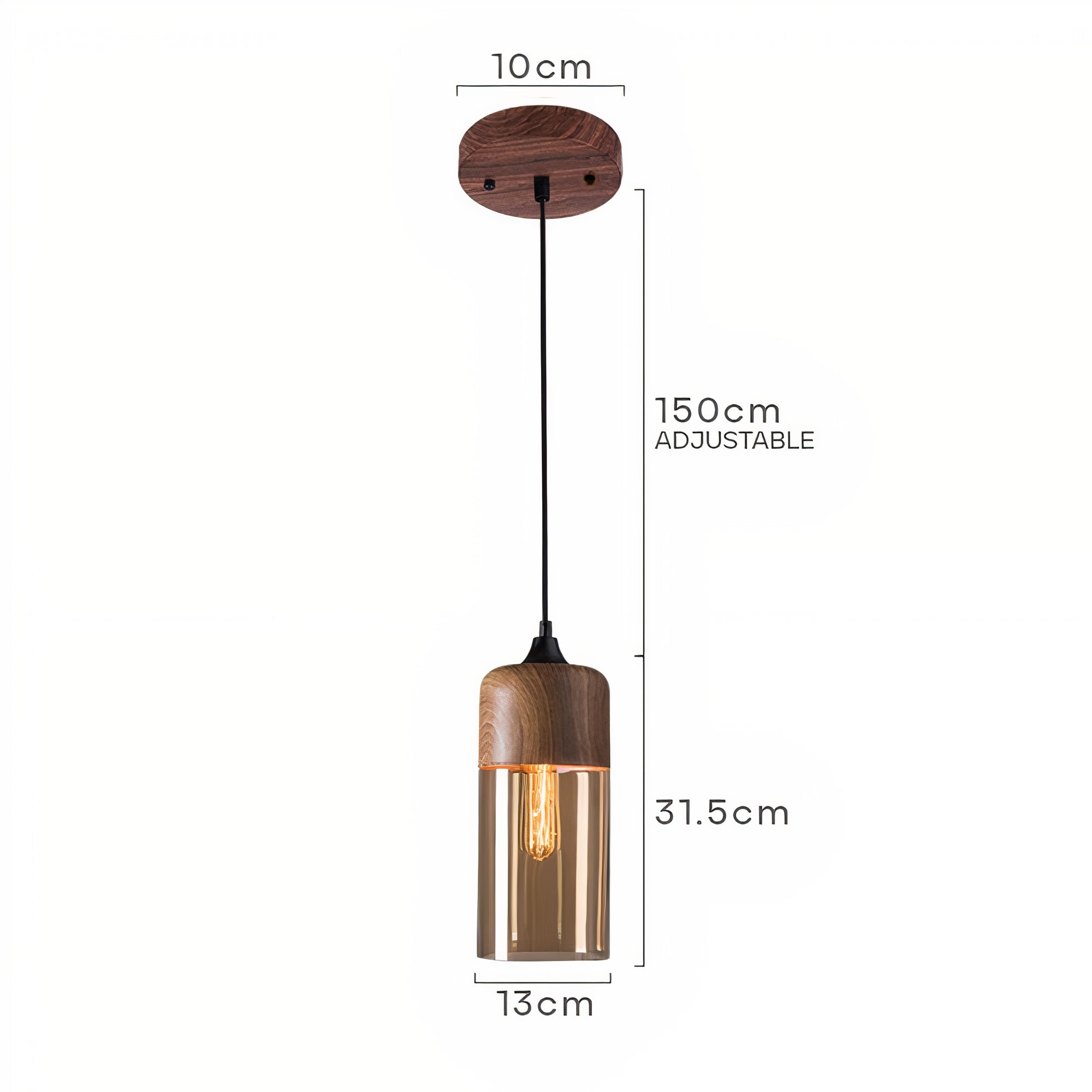 Holz Pendelleuchte Glas farbig, Moderne Hängelampe