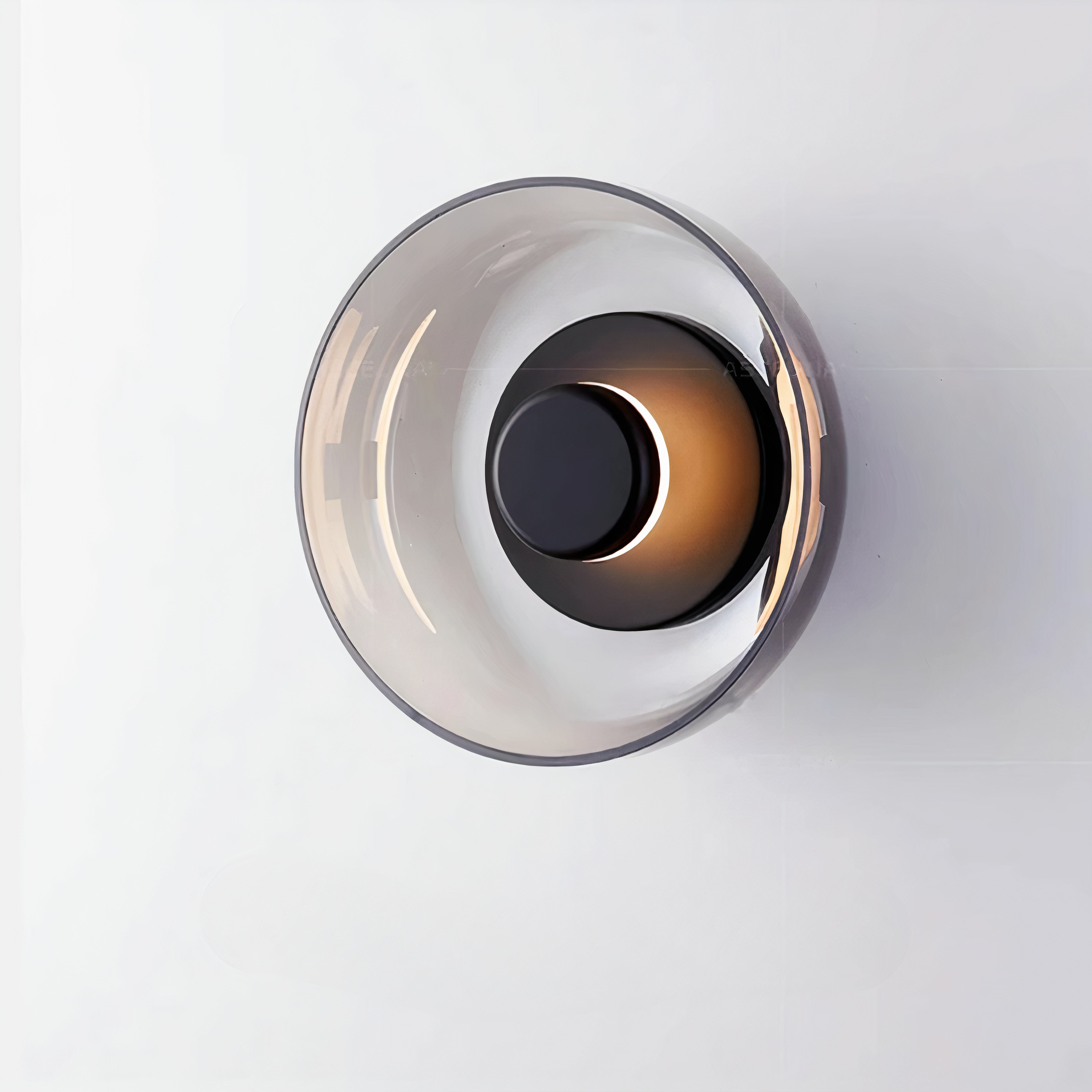 Glas Wandleuchte rund, LED Wandlampe Rauchglas gold