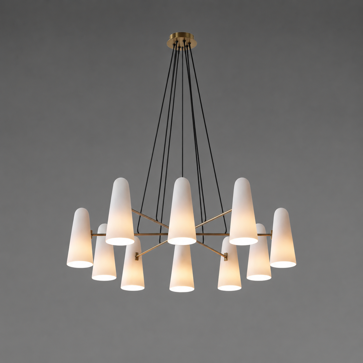 Kronleuchter Glas Messing, Vintage Design Dimmbar