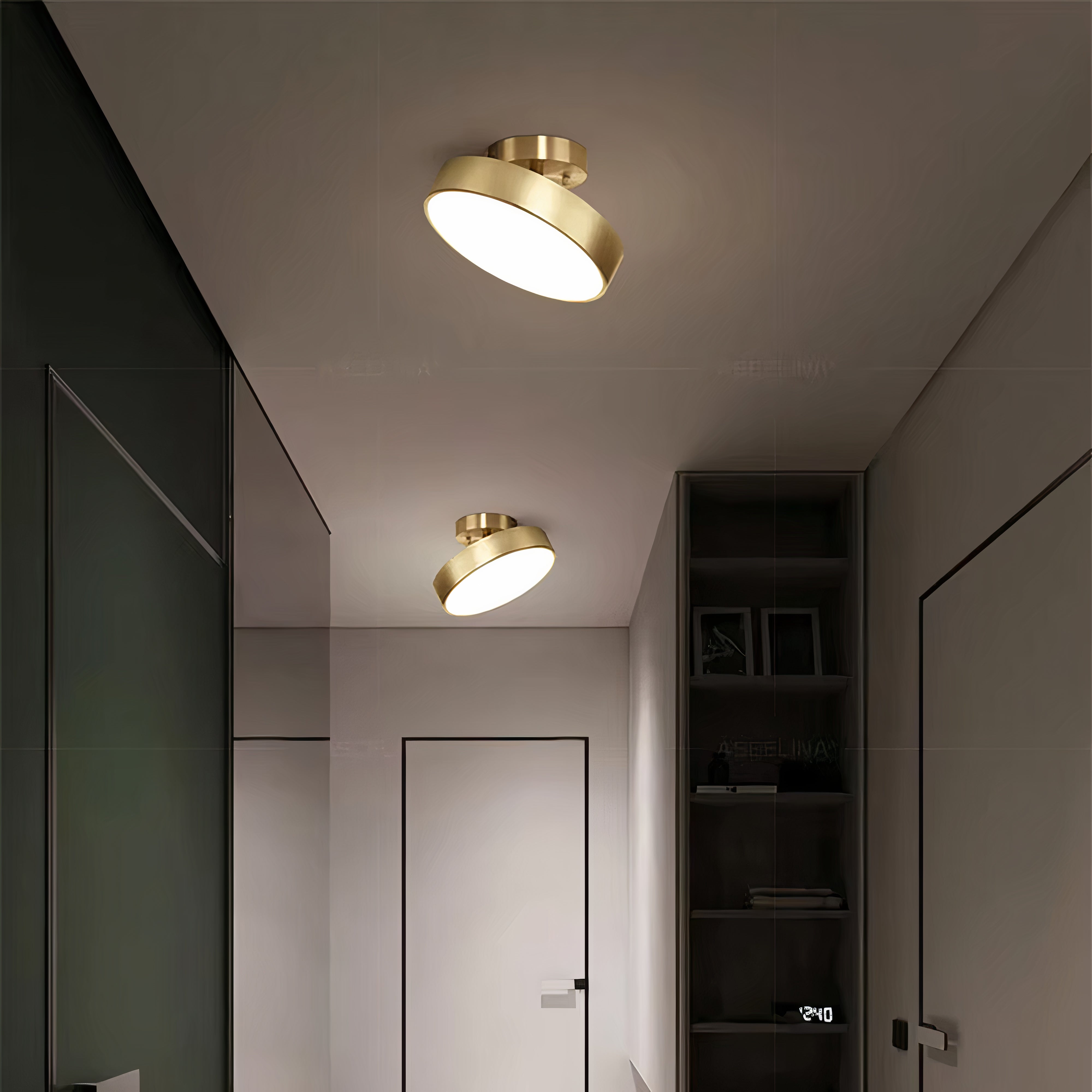 Moderne LED Deckenleuchte Messing rund, Deckenlampe mit 3 Lichtfarben