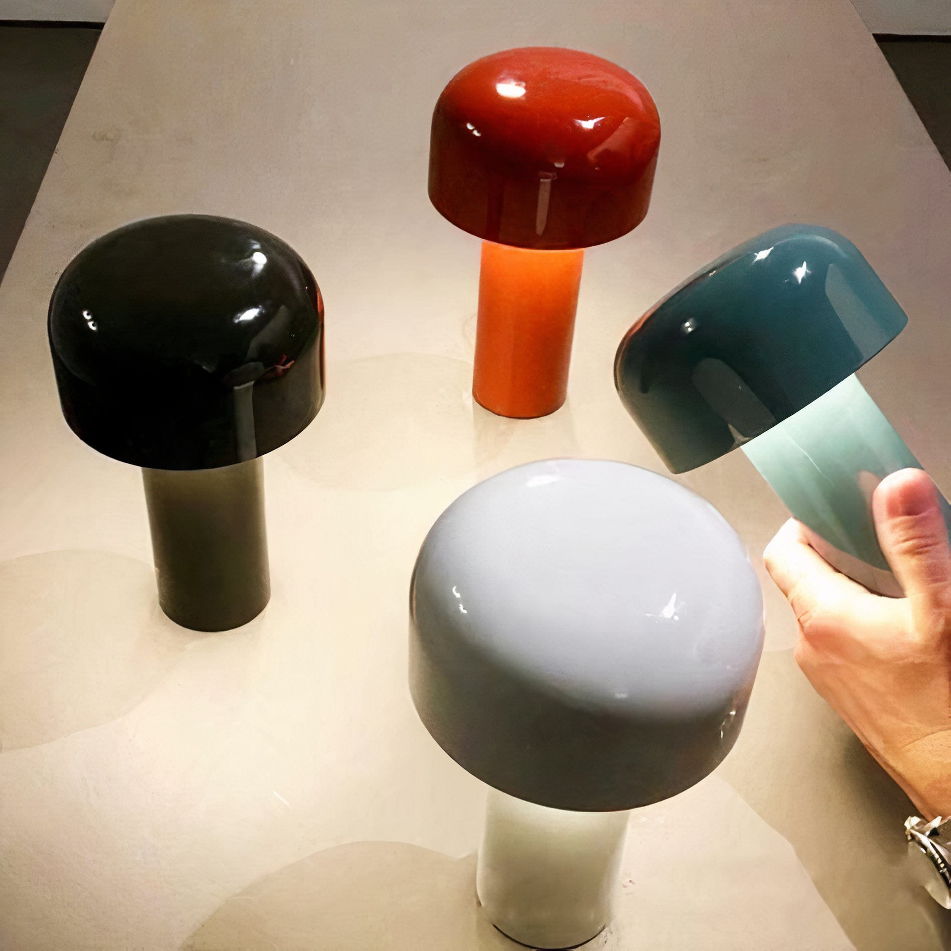 LED Pilzlampe kabellos, Akku, Touch dimmbar, IP65