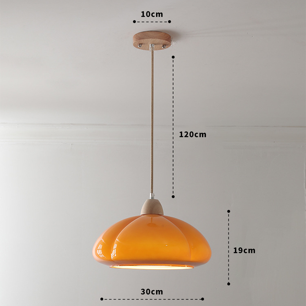 Glas Pendelleuchte, Bauhaus Design, Kürbisform