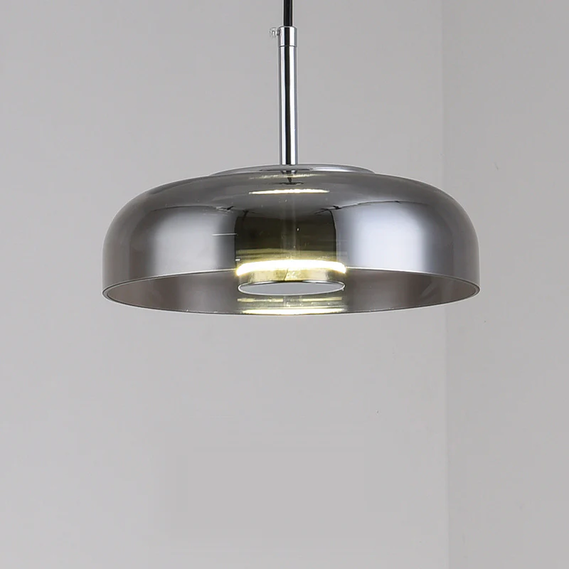 LED Pendelleuchte rund Glas Metall, Moderne Hängelampe
