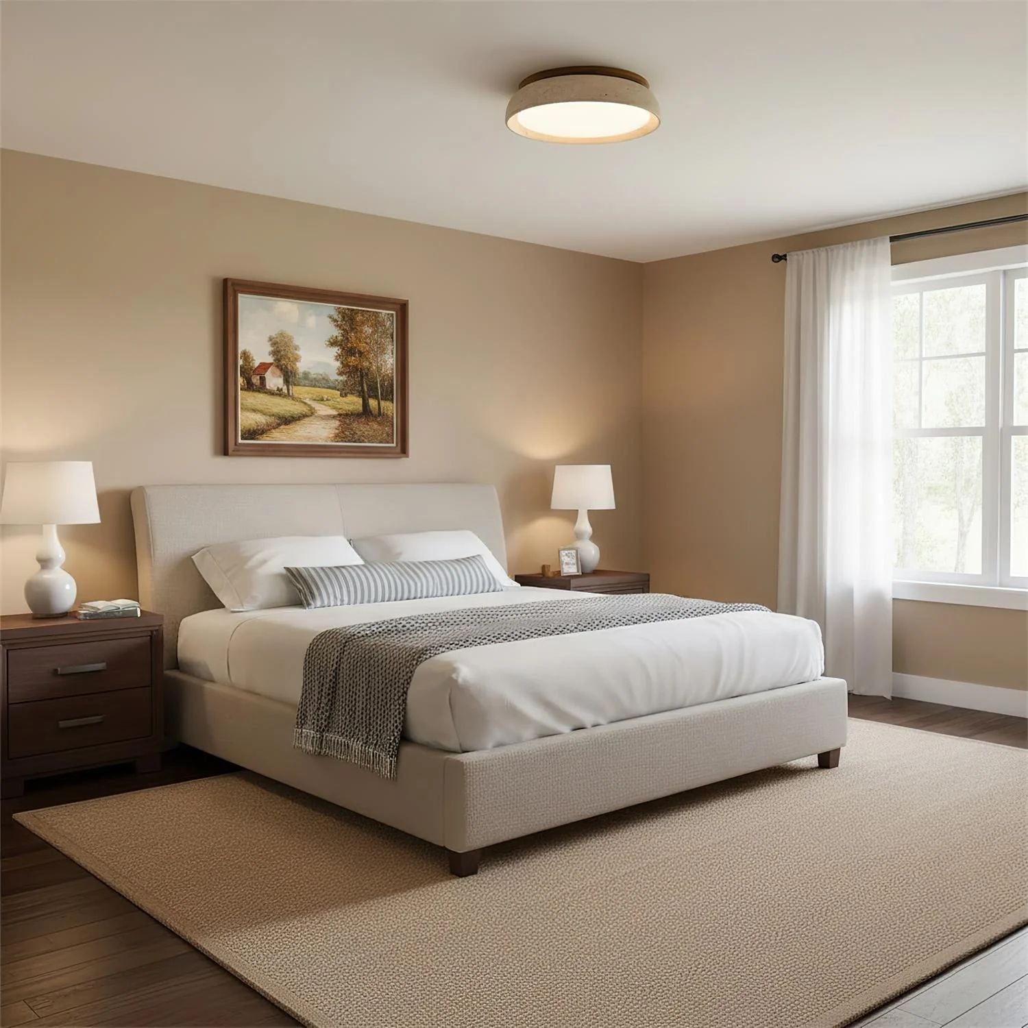 LED Deckenleuchte Travertin Holz, Moderne Deckenlampe