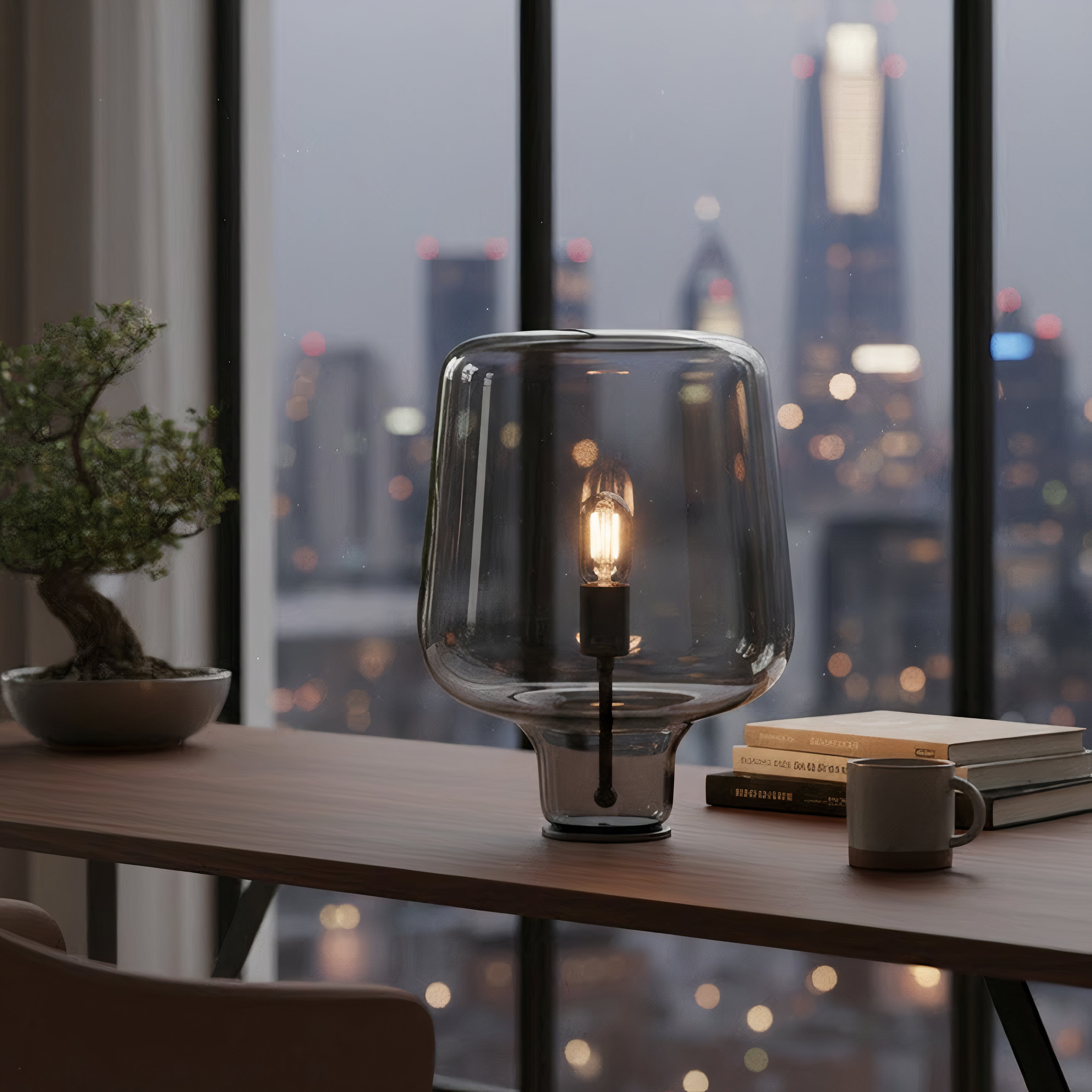 Glas Tischlampe höhenverstellbar, Moderne Tischleuchte