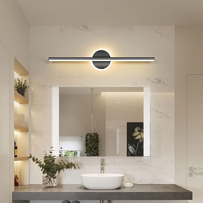LED Bad Wandleuchte Schwarz Gold, Moderne Wandlampe 40/60/80 cm
