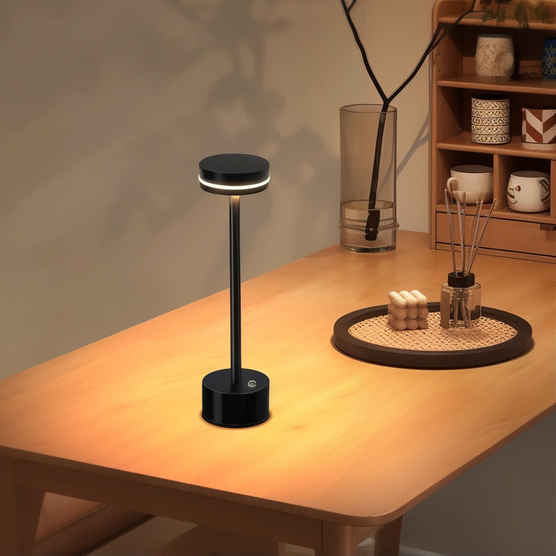 Kabellose LED Tischlampe dimmbar, Tischleuchte Aluminium 3 Lichtfarben