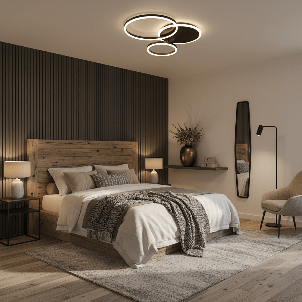 LED Deckenleuchte Ringe Schwarz, Moderne Deckenlampe 2/3-Flammig Dimmbar