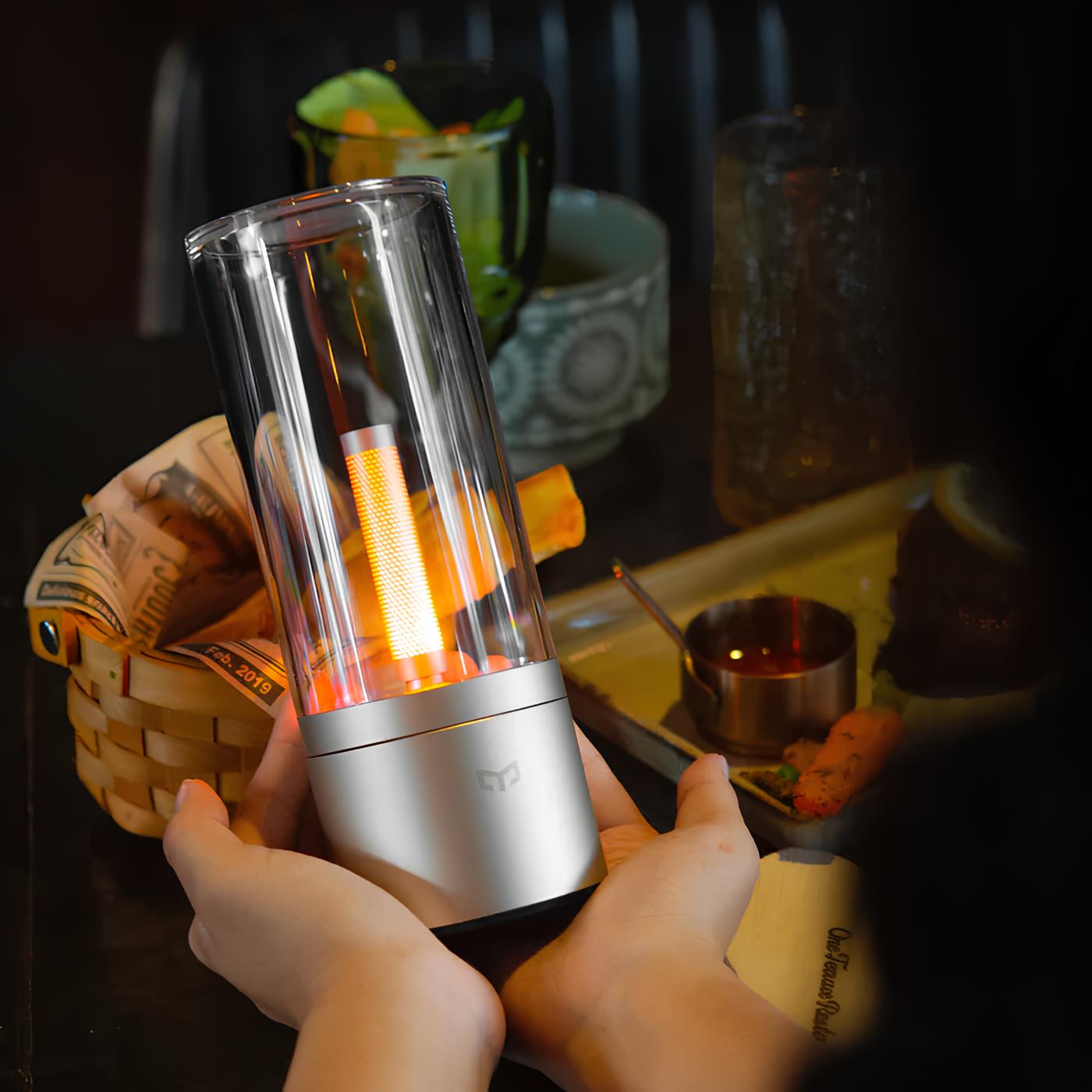 Kabellose LED Tischlampe dimmbar, Tischleuchte Glas mit Drehregler