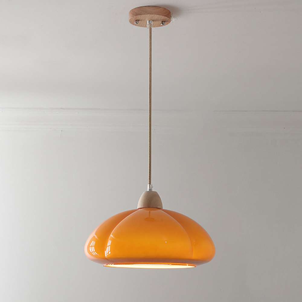 Glas Pendelleuchte, Bauhaus Design, Kürbisform