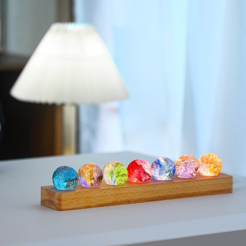 LED Galaxie Lampe Glaskugel, Deko Licht mit 7 Kugeln