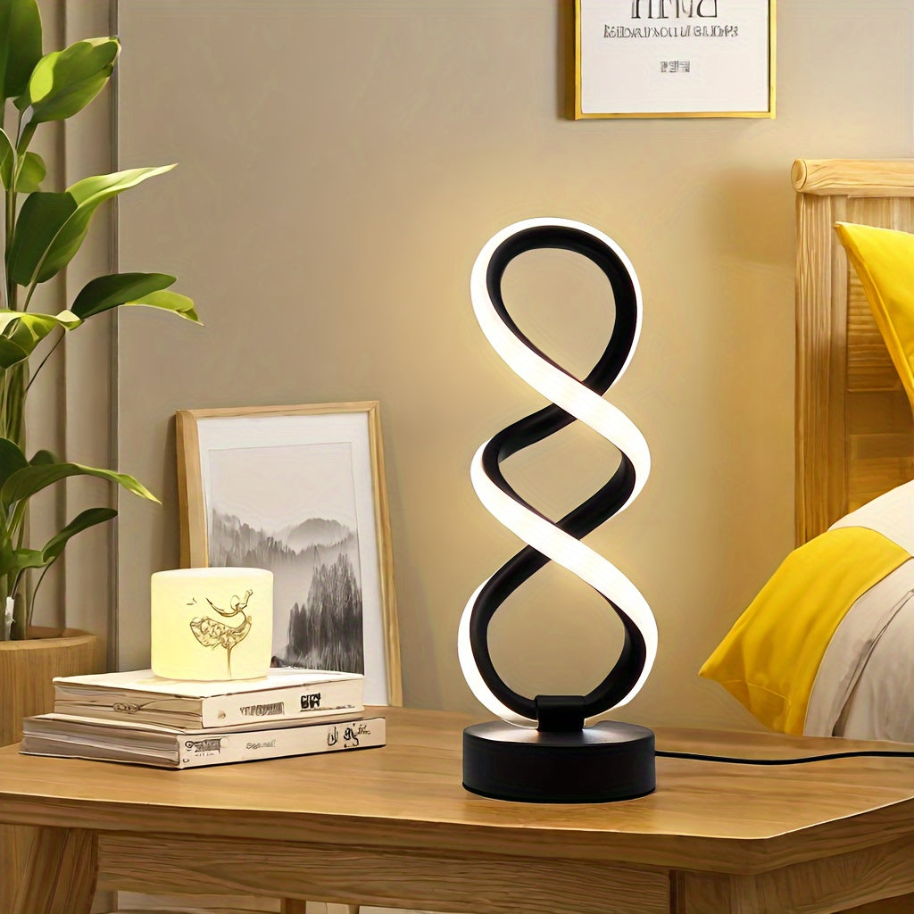 LED Tischlampe modern, Spiral Design, 3 Lichtfarben, USB