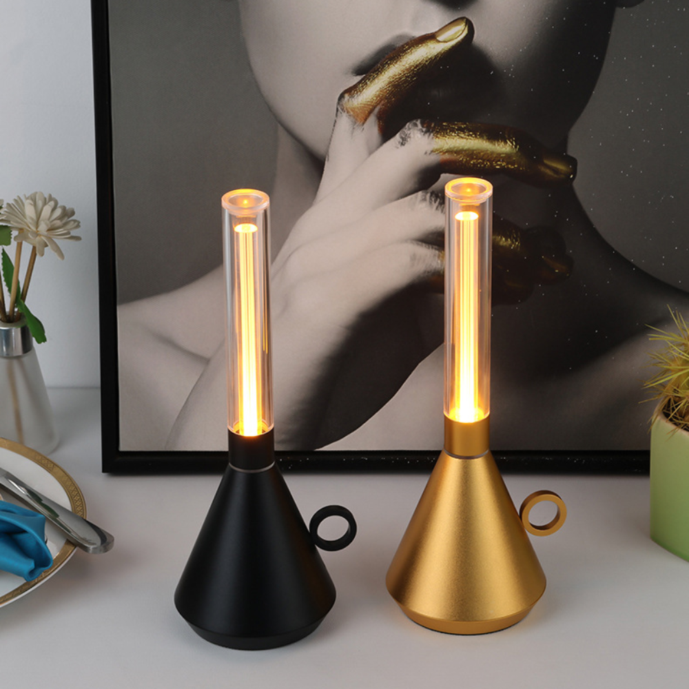 Kabellose LED Tischlampe dimmbar, Retro Tischleuchte