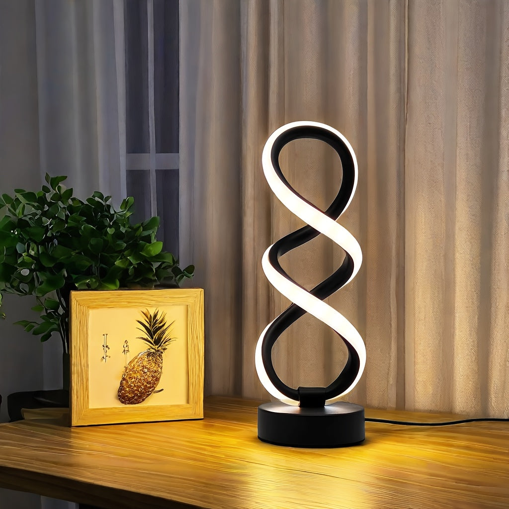 LED Tischlampe modern, Spiral Design, 3 Lichtfarben, USB