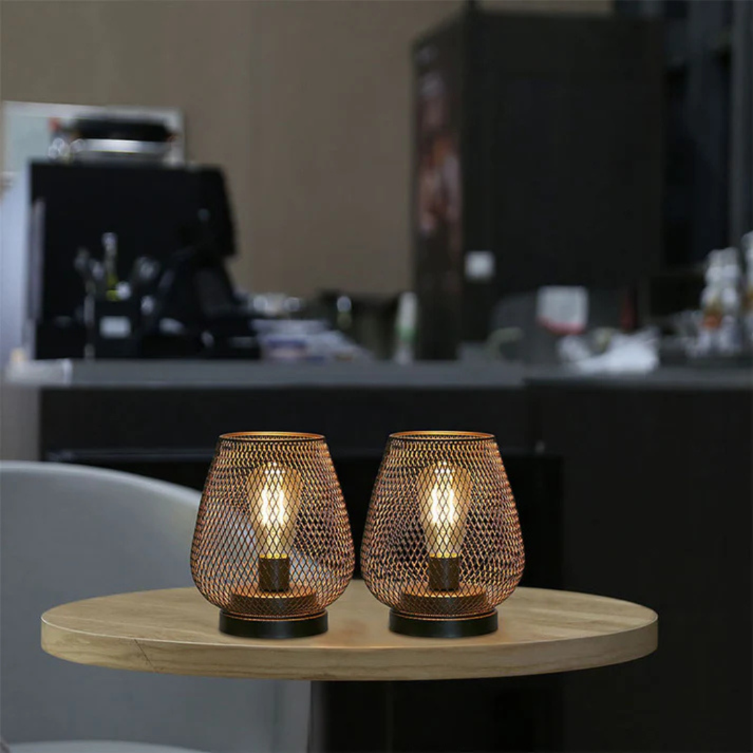 LED Laterne Schwarz, Batteriebetrieben, Warmweiß, Metall Design