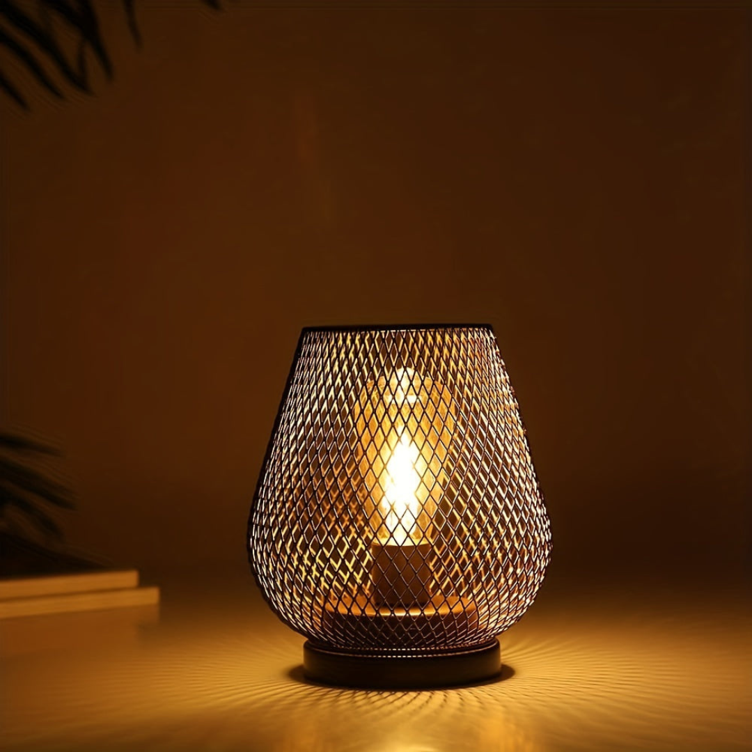 LED Laterne Schwarz, Batteriebetrieben, Warmweiß, Metall Design