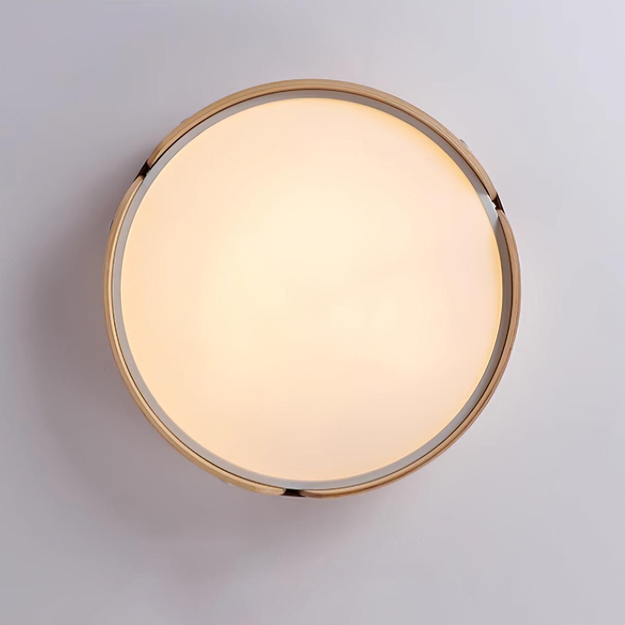 LED Deckenleuchte Flach Rund Holzoptik, Warmweiß 3000K