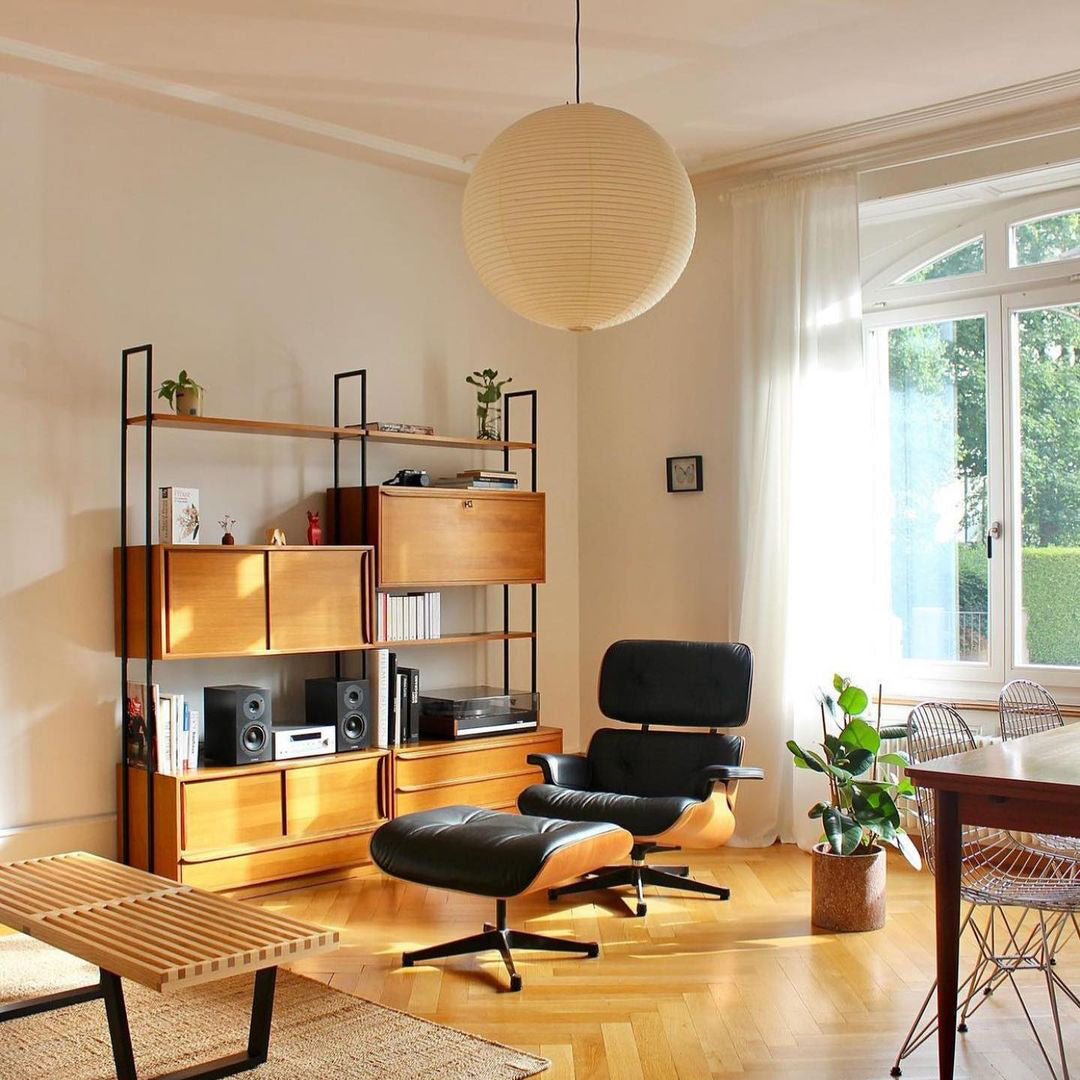 Pendelleuchte Baumwollpapier Rund, Japandi Design Dimmbar mit Stecker