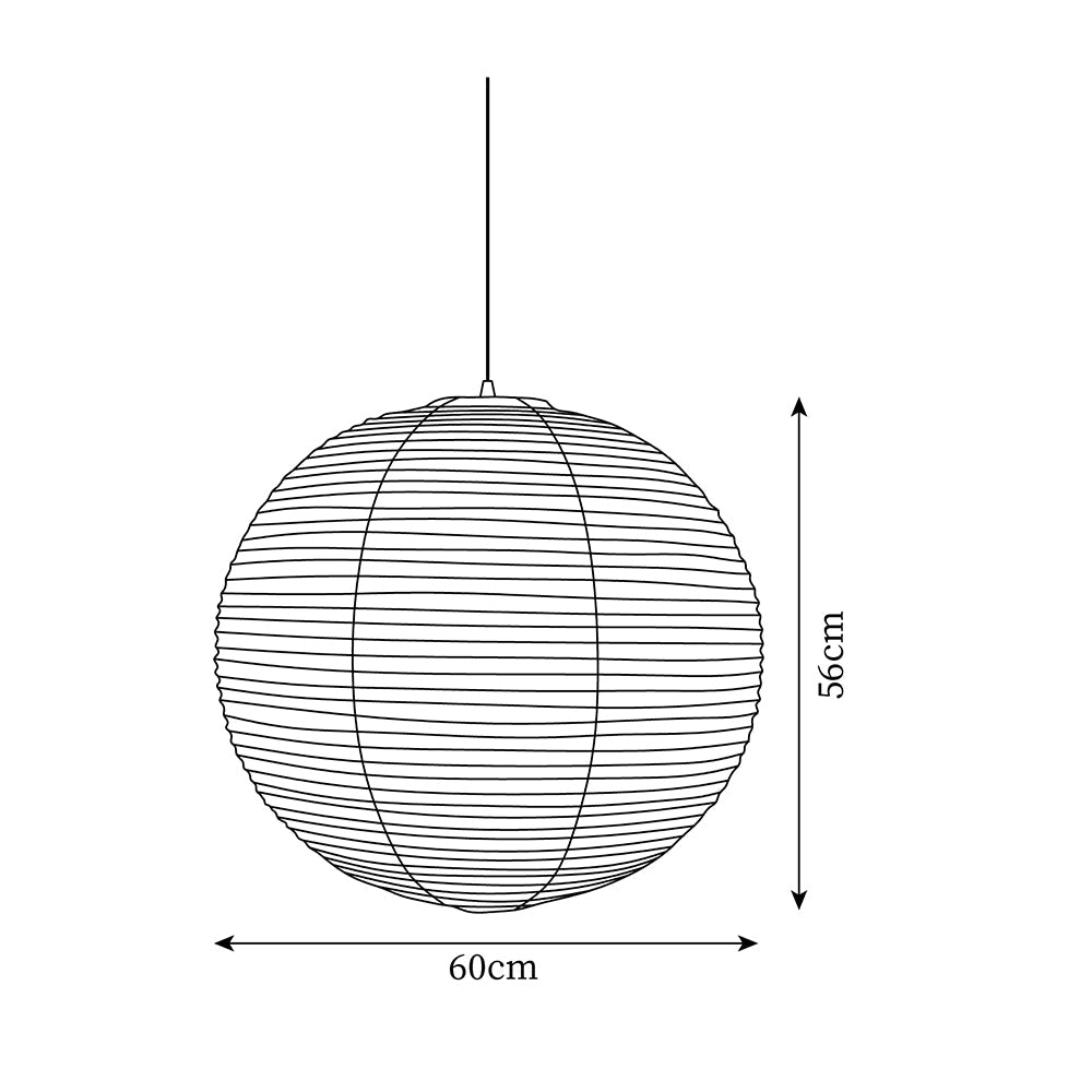Pendelleuchte Baumwollpapier Rund, Japandi Design Dimmbar mit Stecker