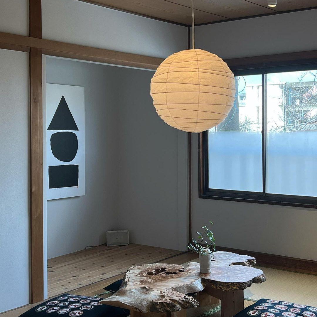 Reispapier Pendelleuchte rund, Japanische Kugel Hängeleuchte