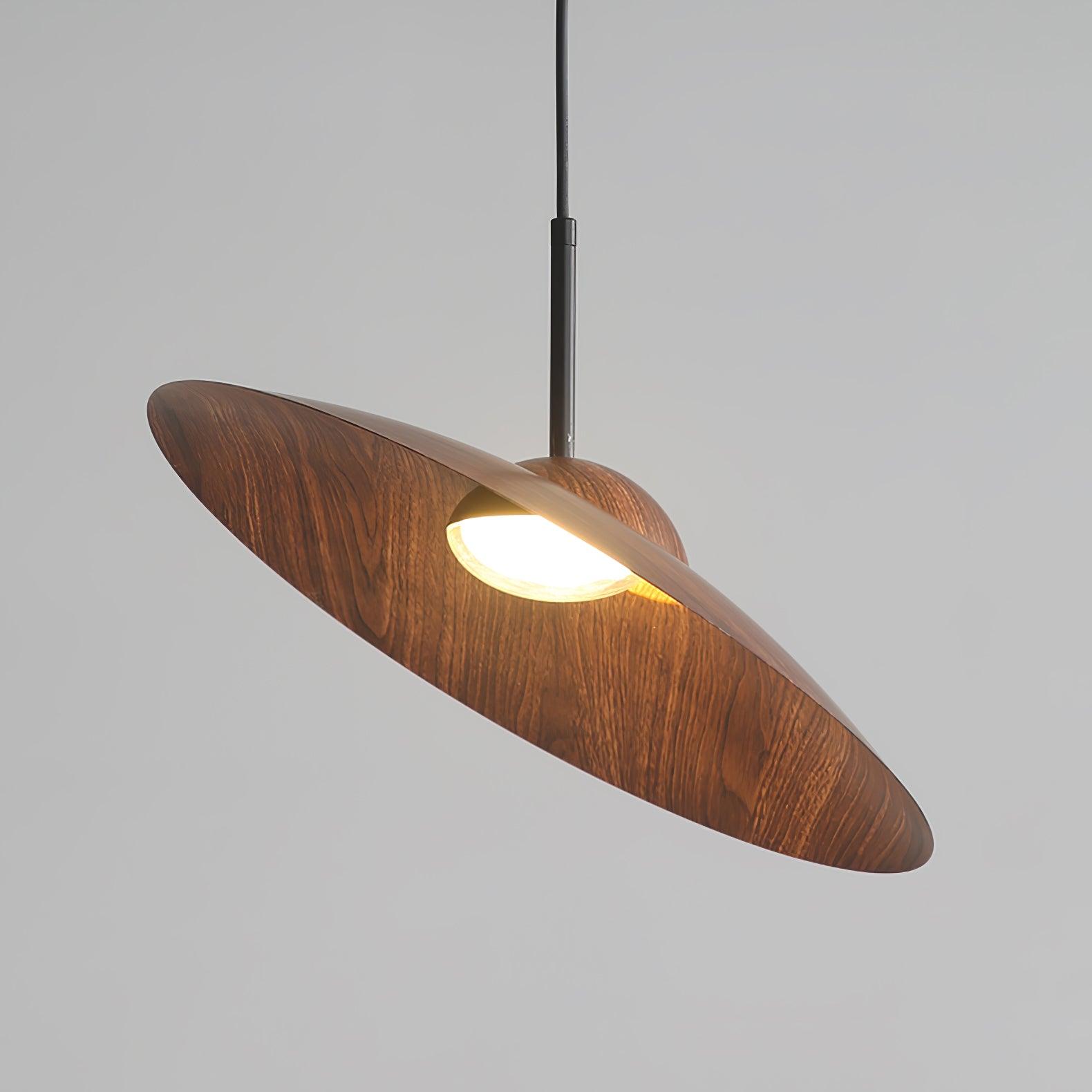 LED Pendelleuchte rund Holzoptik, Moderne höhenverstellbare Hängelampe