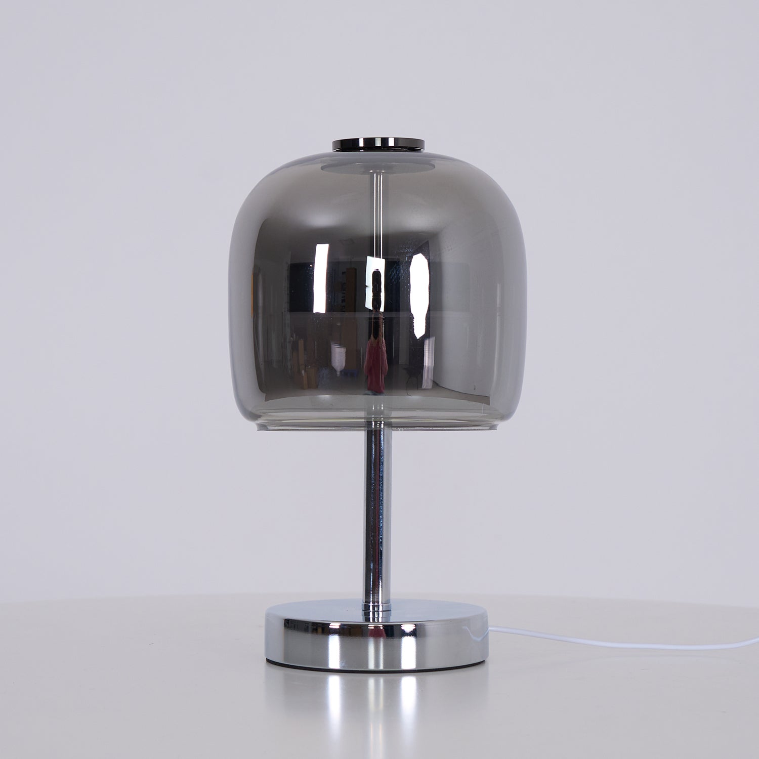 Tischlampe Glas Metall, Modernes Design LED Dreibeiner Farbwechsel mit USB Anschluss