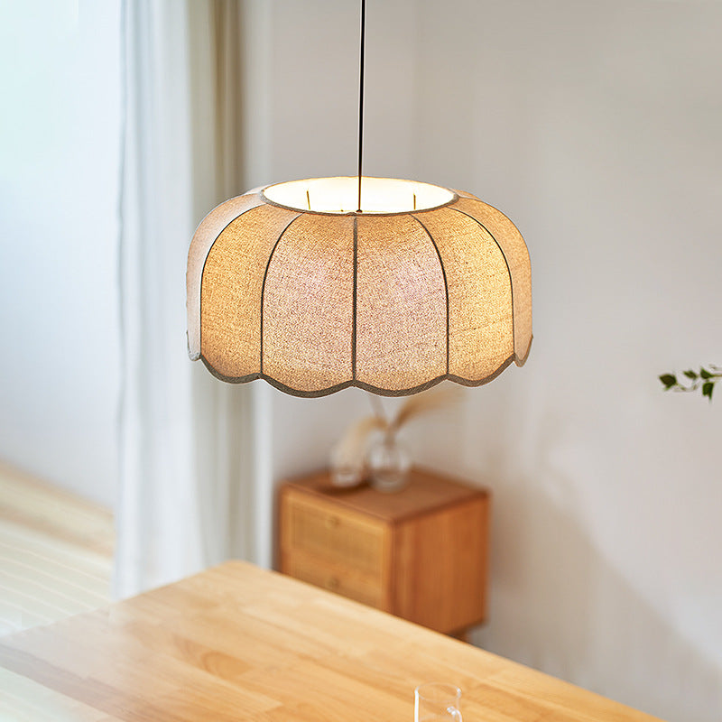 Stoff Pendelleuchte Bananenblatt, Handgefertigtes Design E27