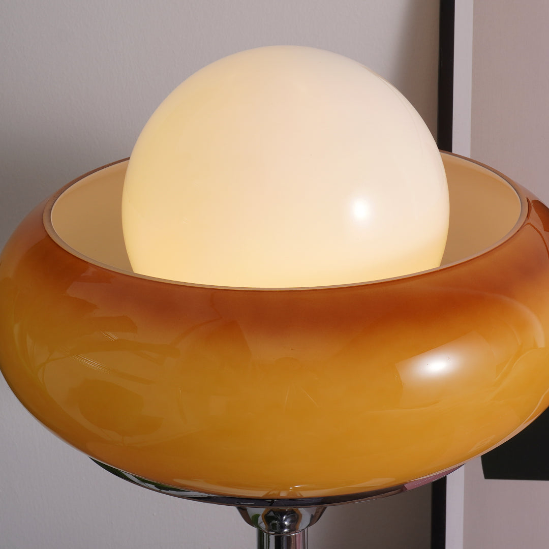 Bauhaus Tischlampe Glas Metall, Moderne Design Tischleuchte
