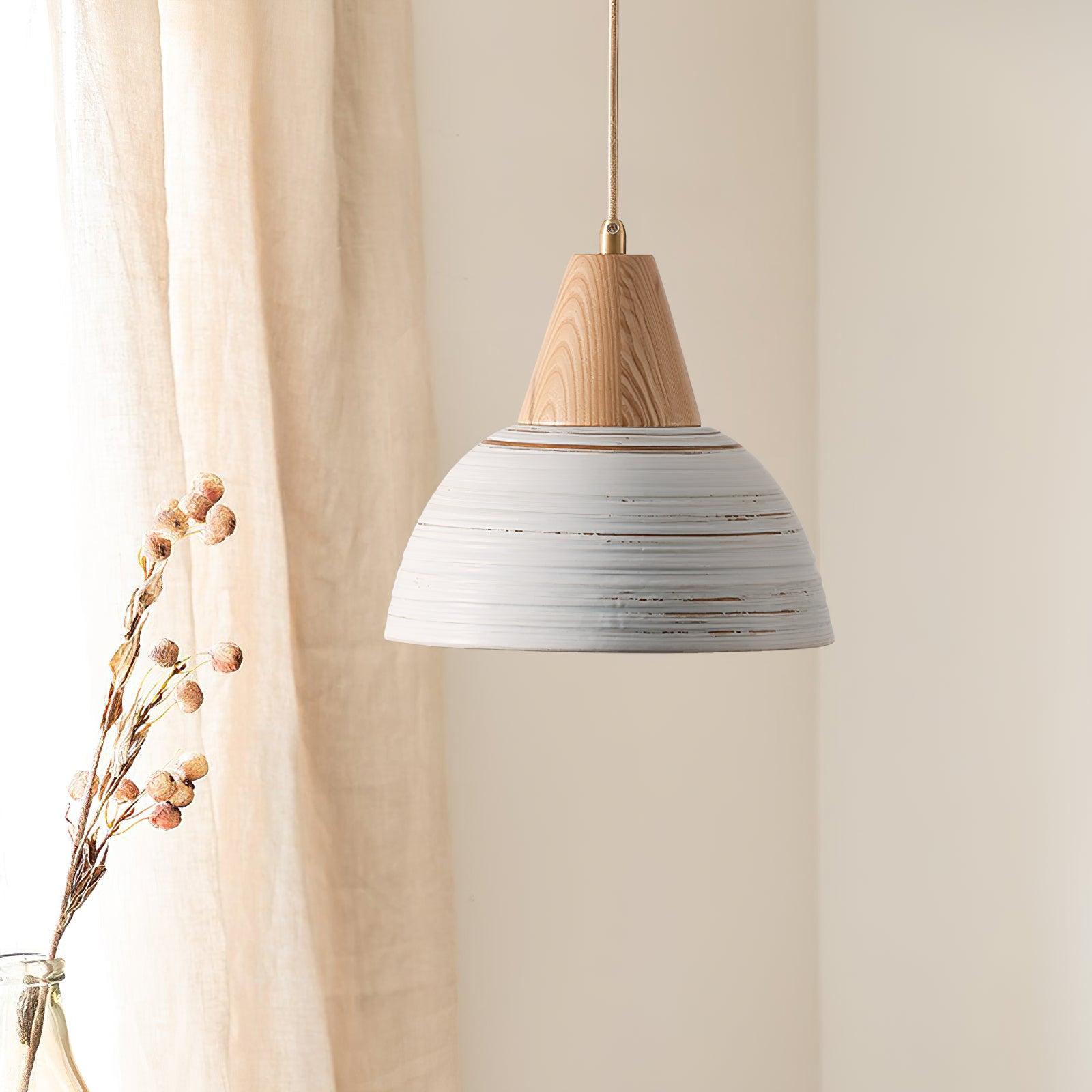 Keramik Pendelleuchte Blumenmuster Ø25 cm, Handgefertigt Vintage