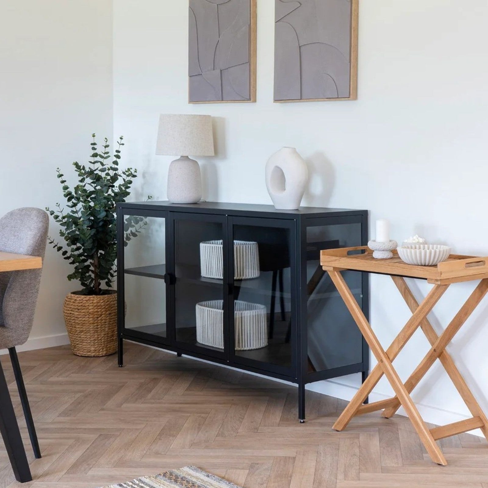 Tischlampe Keramik Stoffschirm, Moderne Tischleuchte beige weiß