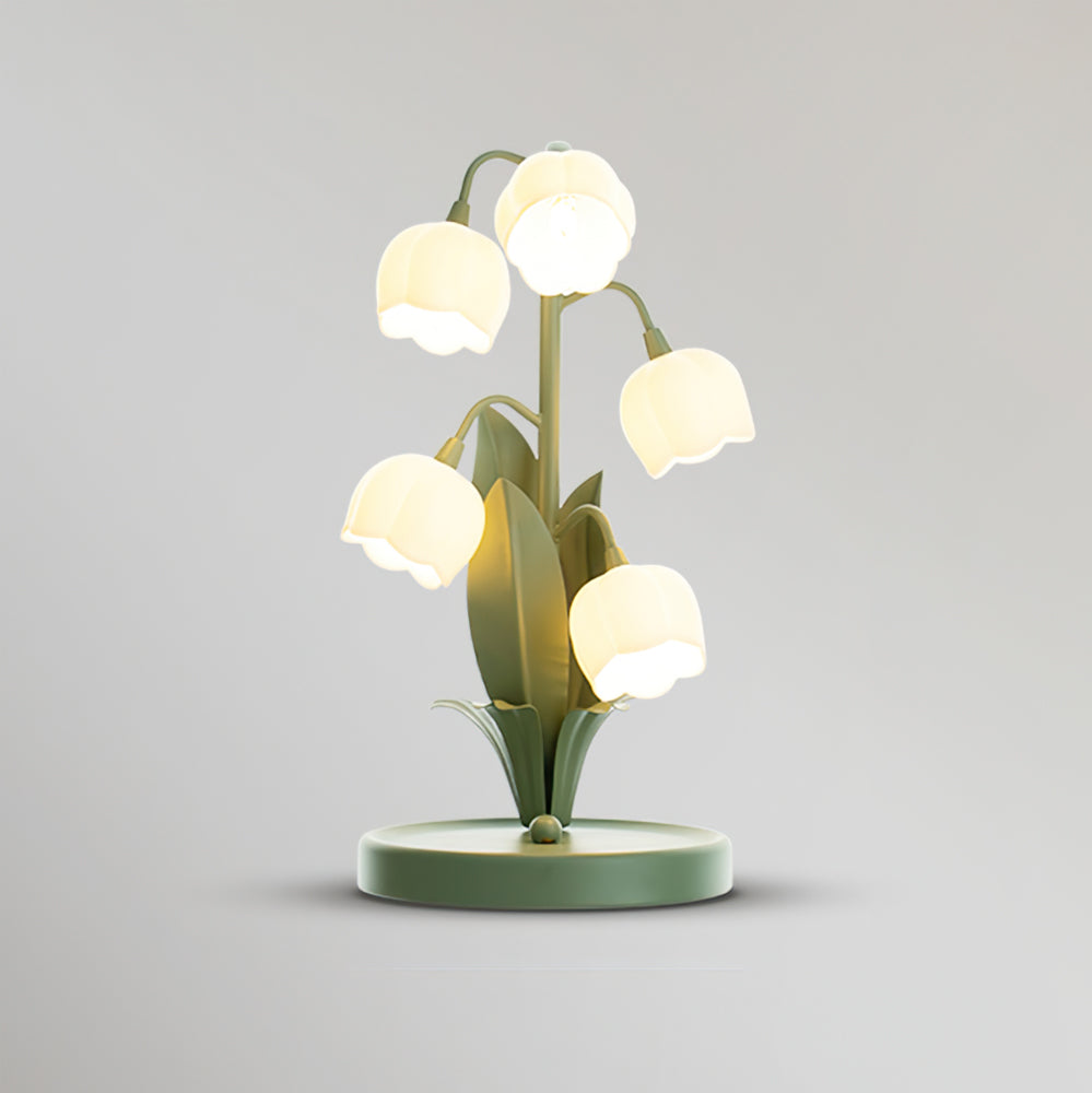 Tischlampe Blume Grün Metall, LED Nachttischlampe Orchidee Design