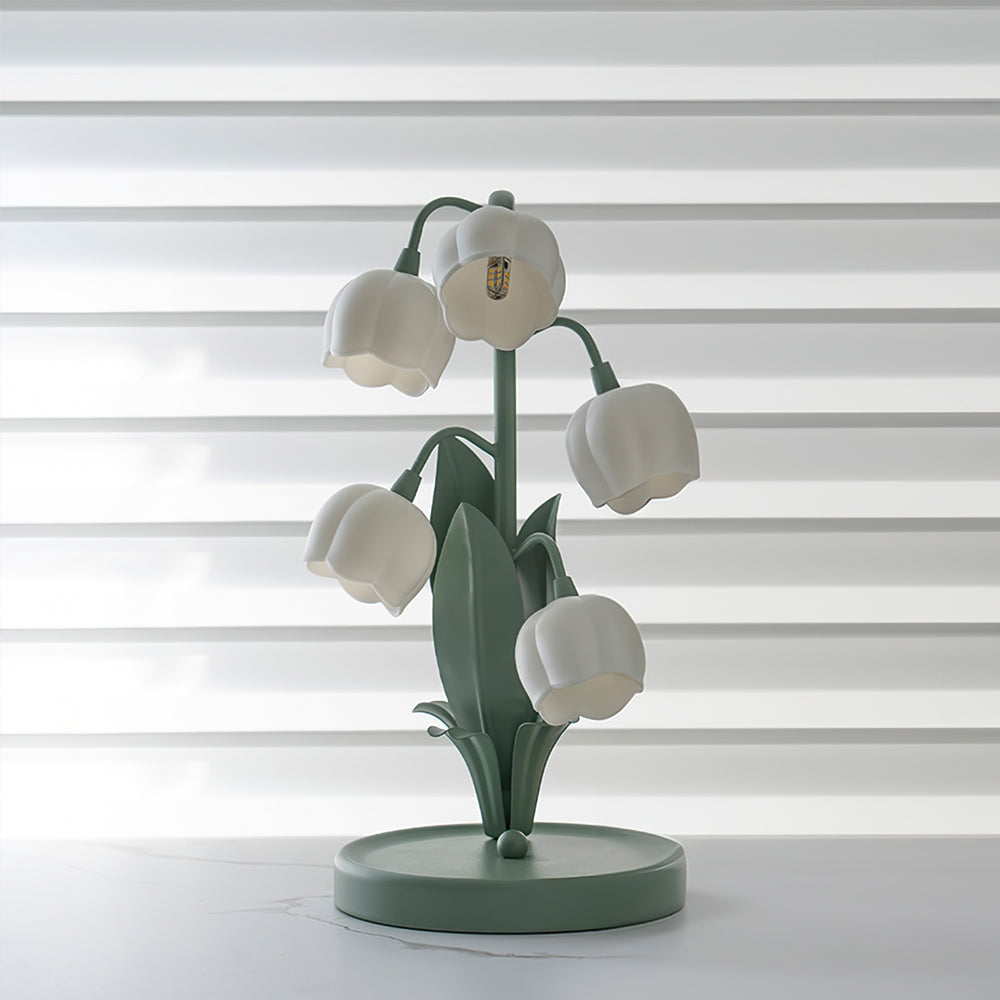 Tischlampe Blume Grün Metall, LED Nachttischlampe Orchidee Design