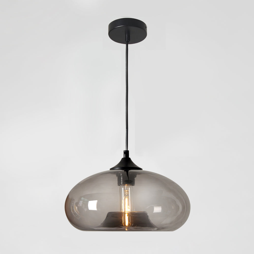 Glas Pendelleuchte Oval, Mundgeblasenes Design E27