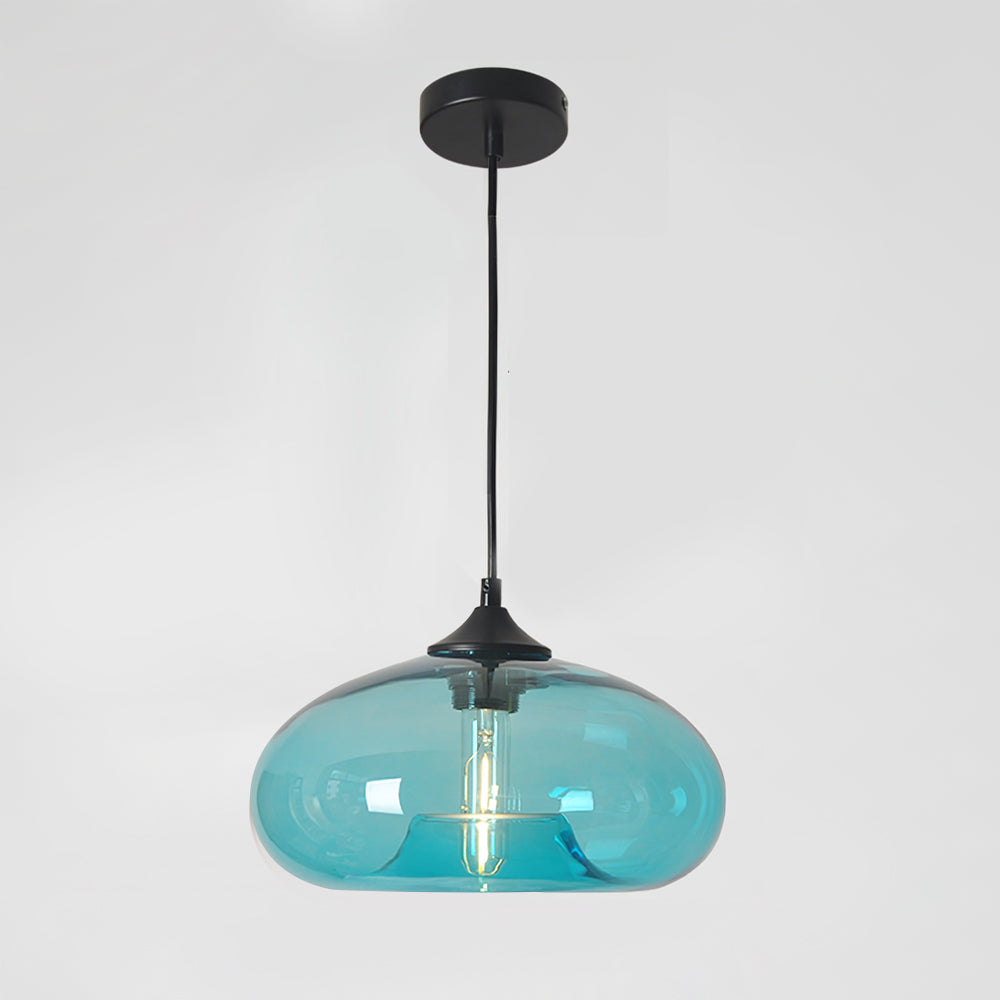 Glas Pendelleuchte Oval, Mundgeblasenes Design E27