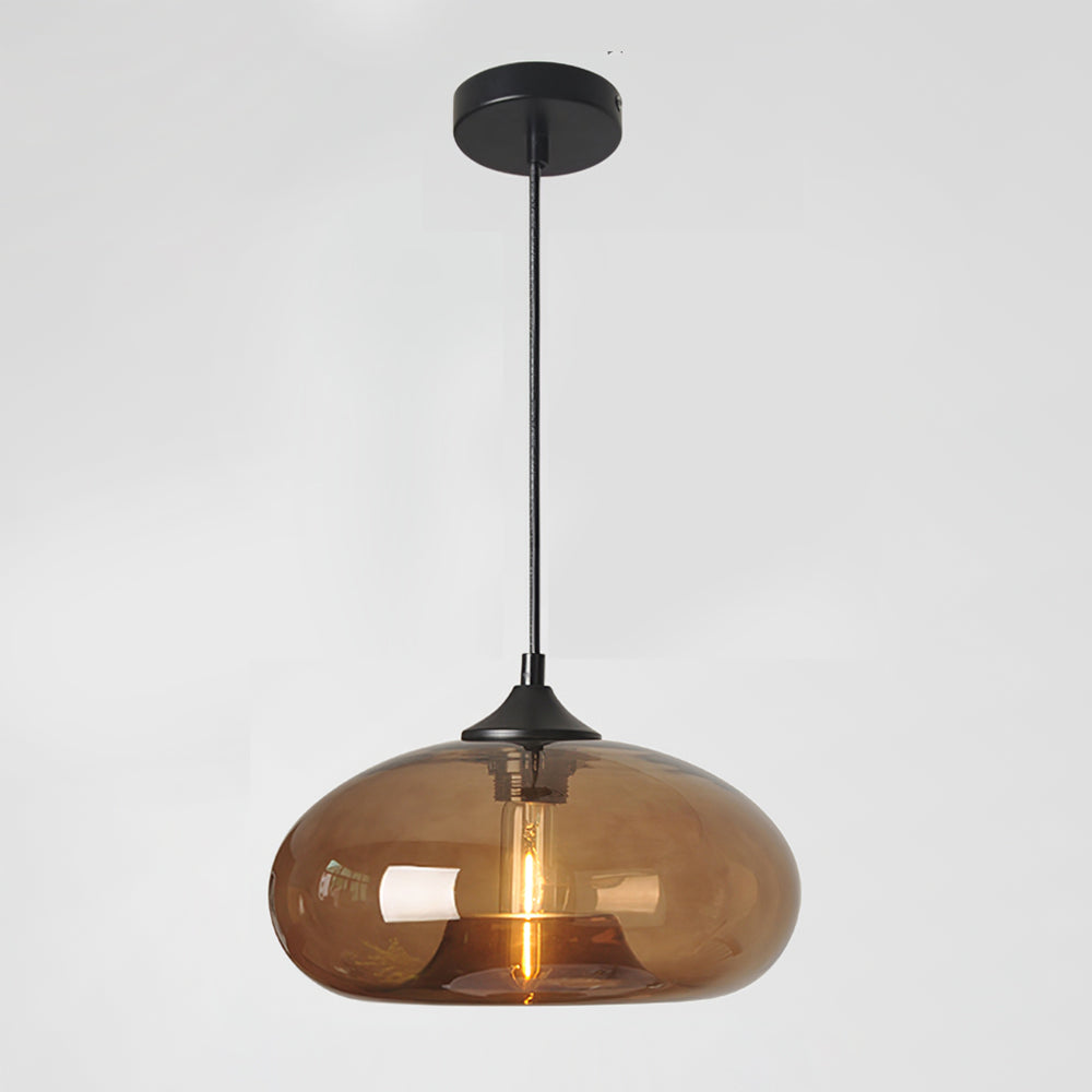Glas Pendelleuchte Oval, Mundgeblasenes Design E27