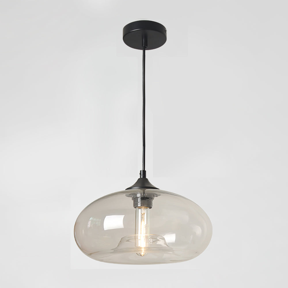 Glas Pendelleuchte Oval, Mundgeblasenes Design E27
