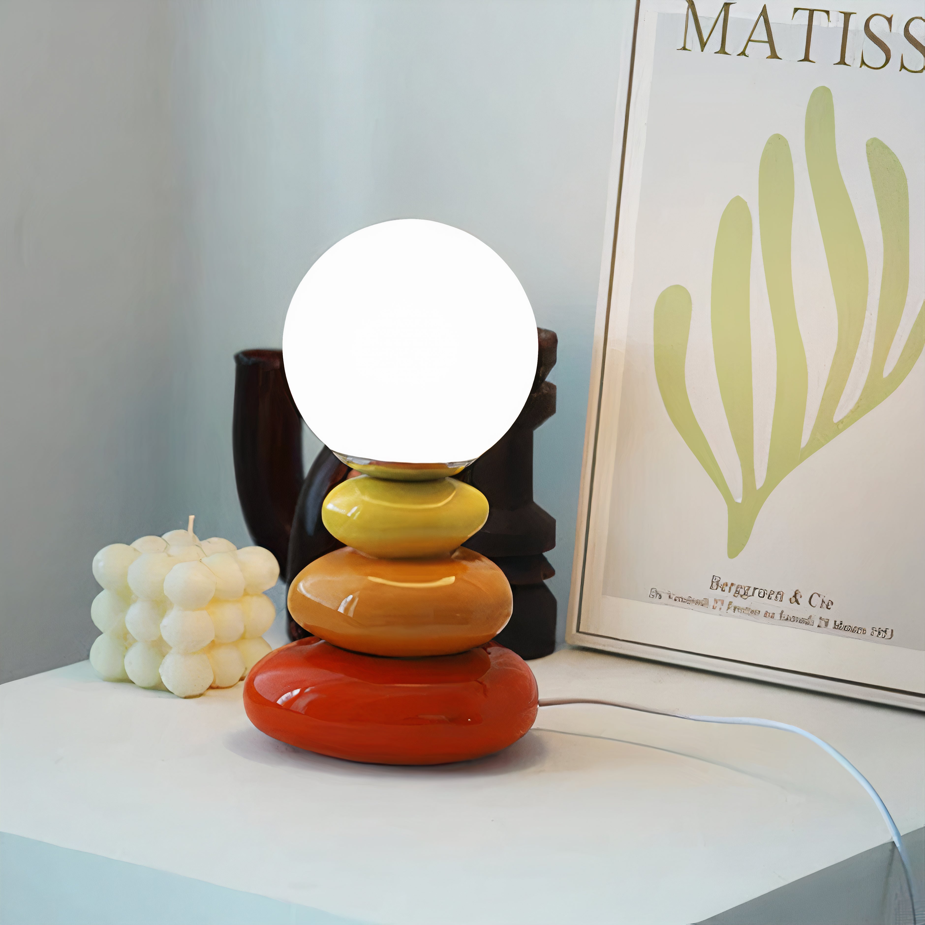 Bauhaus Tischlampe Glas Keramik – LED, Mid-Century Design