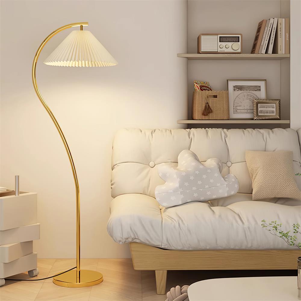 Stehlampe Stoff Plissee, Design Stehleuchte Verstellbar E27