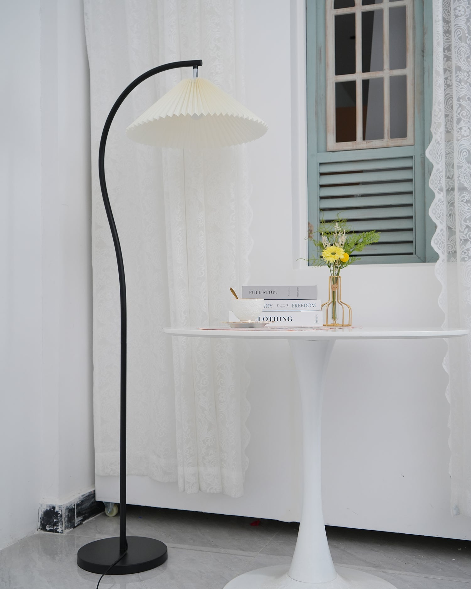 Stehlampe Stoff Plissee, Design Stehleuchte Verstellbar E27