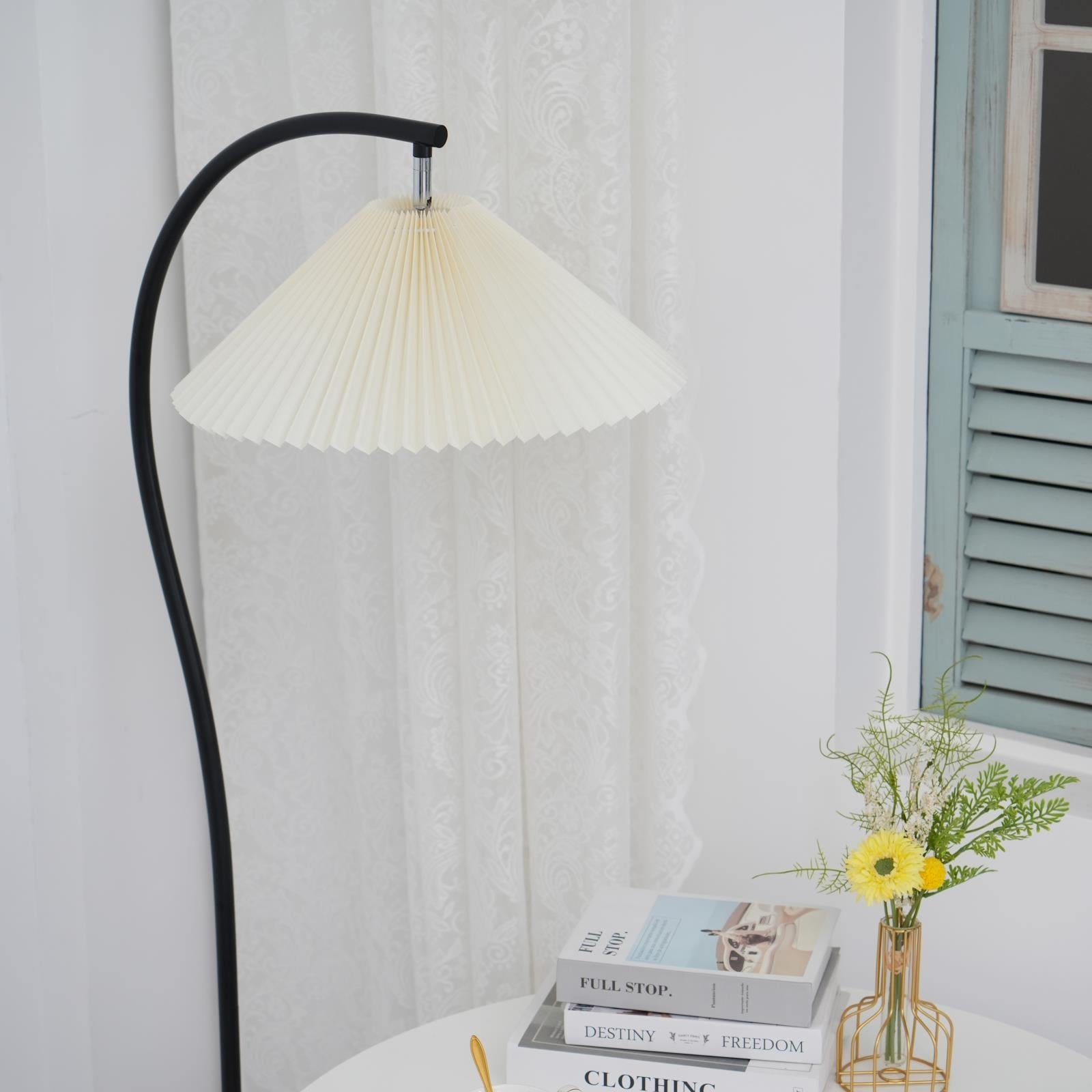 Stehlampe Stoff Plissee, Design Stehleuchte Verstellbar E27