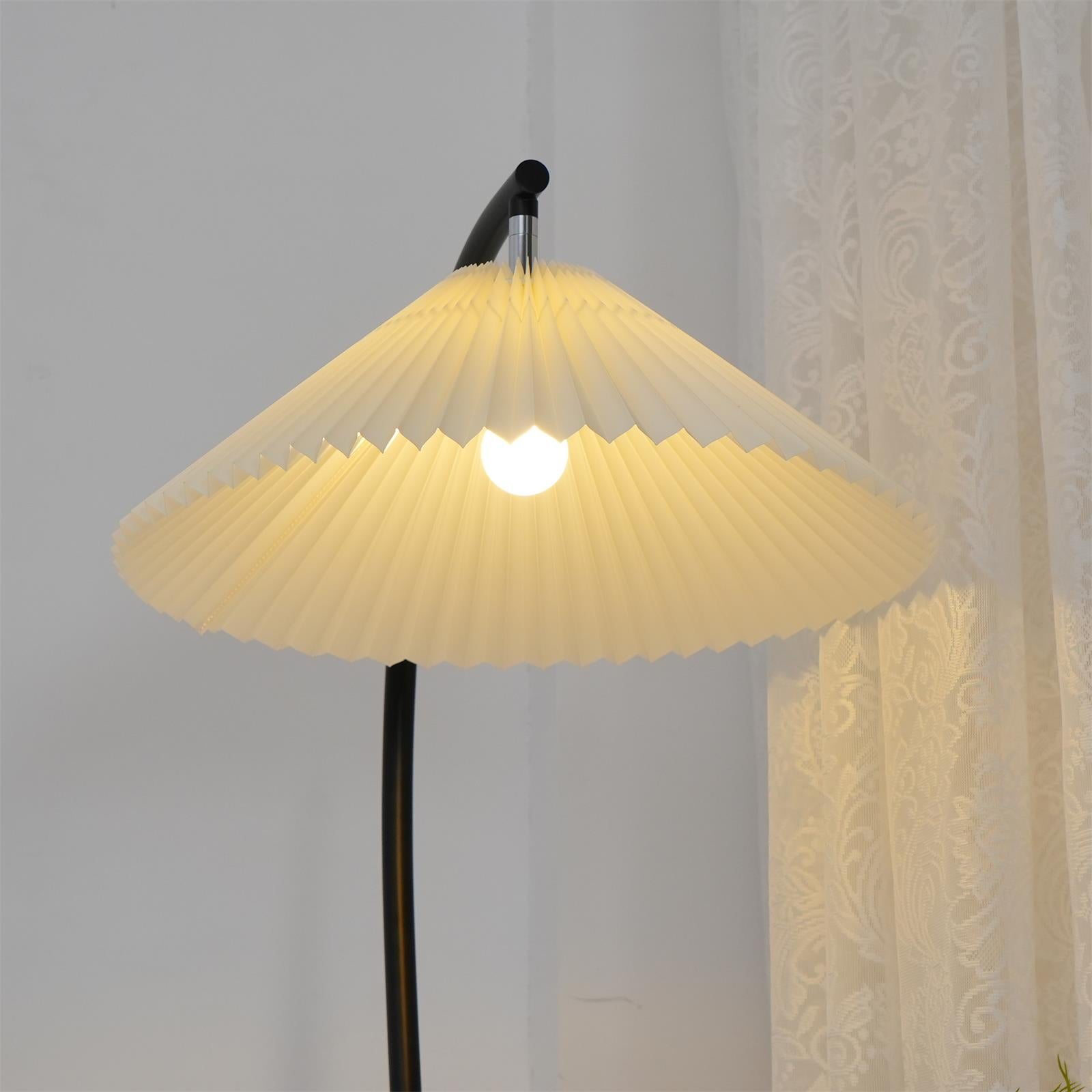 Stehlampe Stoff Plissee, Design Stehleuchte Verstellbar E27
