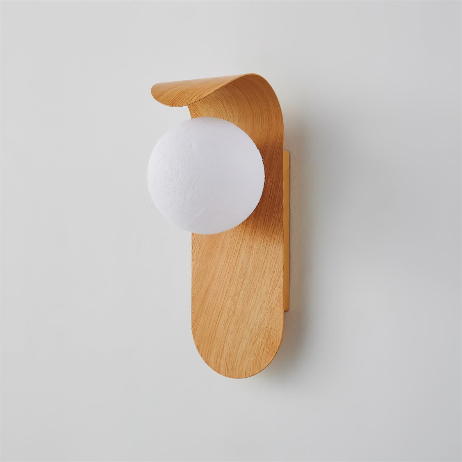 Wandleuchte Kugel Glas Holzoptik, LED Wandlampe G9 Modern
