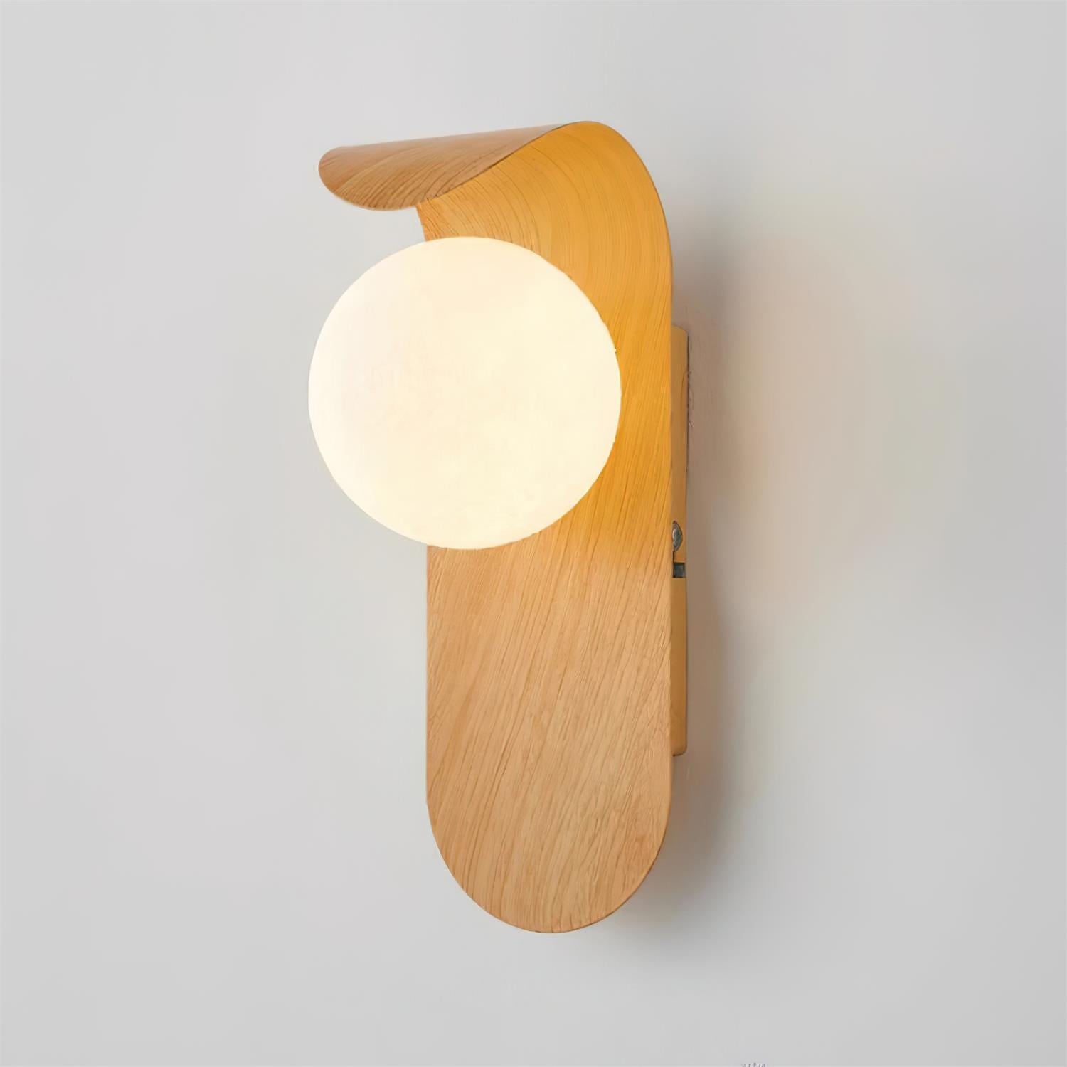 Wandleuchte Kugel Glas Holzoptik, LED Wandlampe G9 Modern