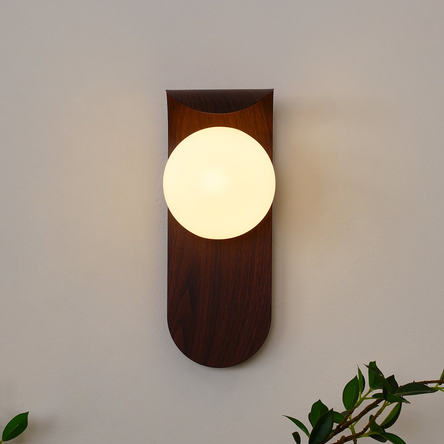 Wandleuchte Kugel Glas Holzoptik, LED Wandlampe G9 Modern